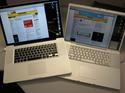 The newest 17-inch MacBook Pro (left) and the oldest (right). Note the difference in screen brightness.