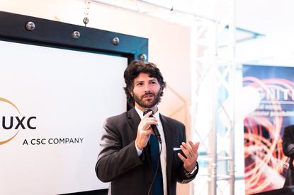 NSW minister for innovation and better regulation, Victor Dominello, addresses the launch of the combined company.