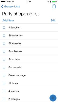 A screenshot of the new list feature on iPhone