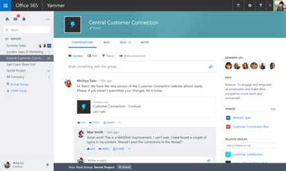 The new Yammer group interface