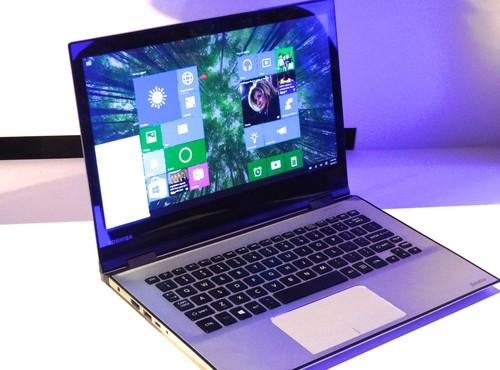 Shown off at a Microsoft event at Computex in Taipei on June 3, 2015, this Windows 10 Toshiba Satellite laptop is a 2-in-1, with a high-resolution 4K screen and an infrared camera that works with Windows Hello, the user authentication feature of Windows 10. 