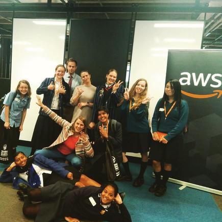 Students at the AWS office in Auckland