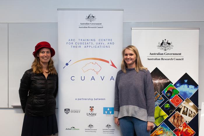 University of Sydney PhD students Savannah McGuirk and Alexandra Jones (right) at the CUAVA launch. Image: University of Sydney