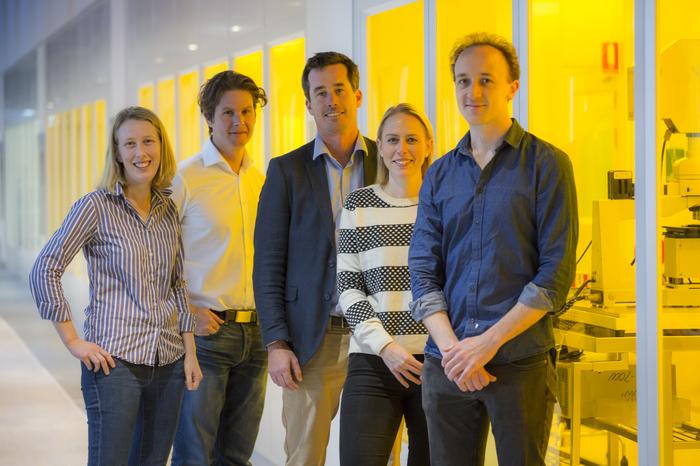 Dr Maja Cassidy (left) with Professor David Reilly and team at Microsoft's Sydney Station Q