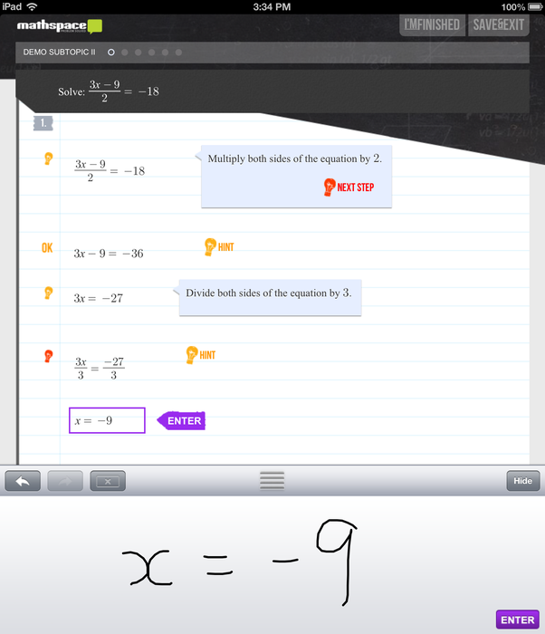 The Mathspace iPad app